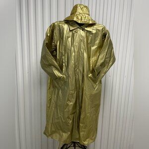 Rare Vintage 100% Vinyl Betmar Gold Raincoat Poncho & Matching Hat Unisex Large